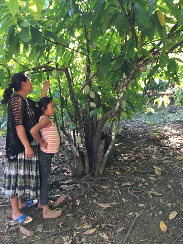 Seacacar - Maria and daughter showing us their fruit trees