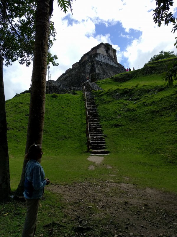 Xunantunich - Pyramid with Catherine