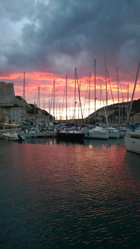 Bonifacio marina sunset